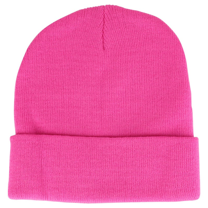 Armycrew High Visibility Neon Color Cuff Long Winter Beanie Hat - Pink - Image 4